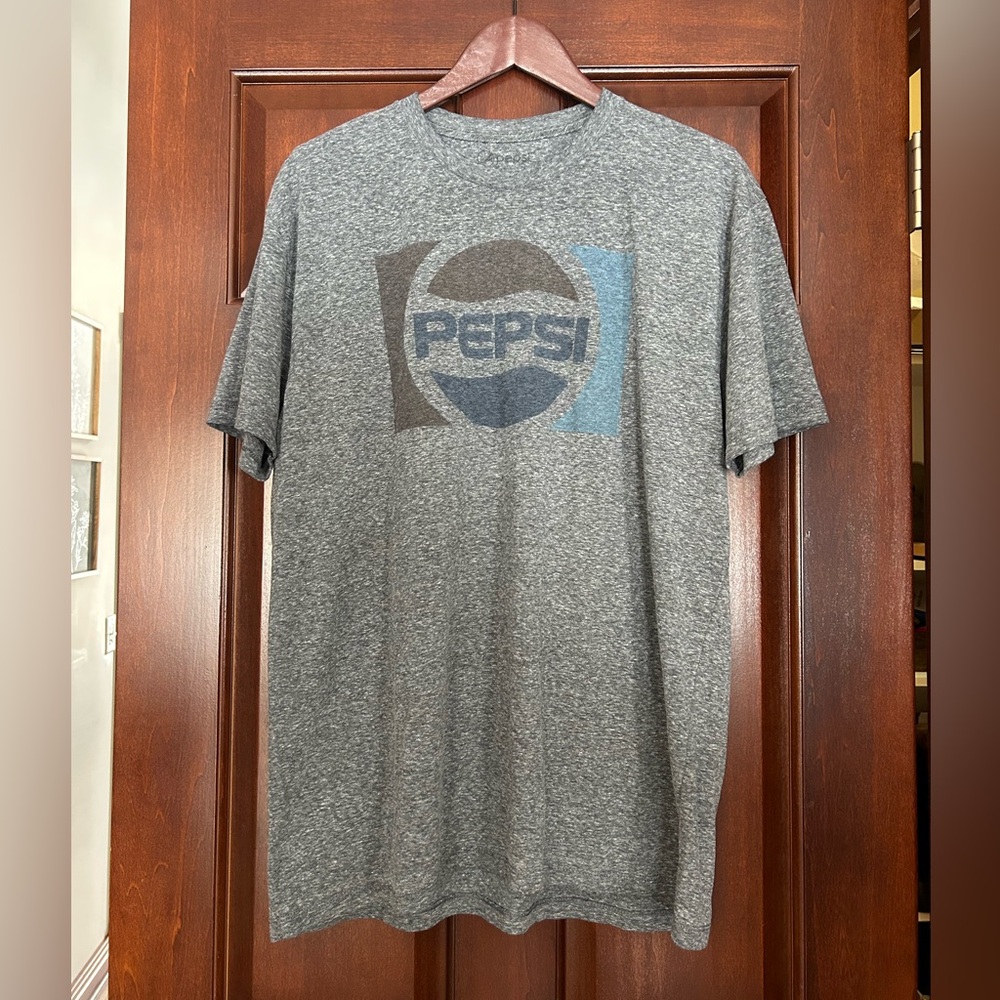 Pepsi Graphic T-Shirt Heather Gray Retro Soda Logo Tee